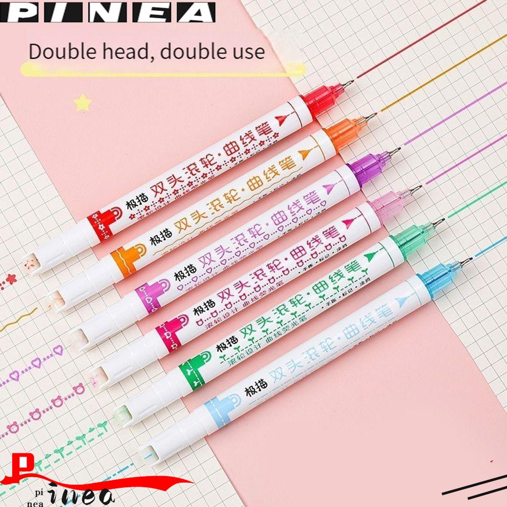 Nanas 3 /6PCS Curve Stabilo Pen Art Stationery Graffiti Berbentuk Bunga Curve Penanda Garis Stabilo Berbagai Bentuk