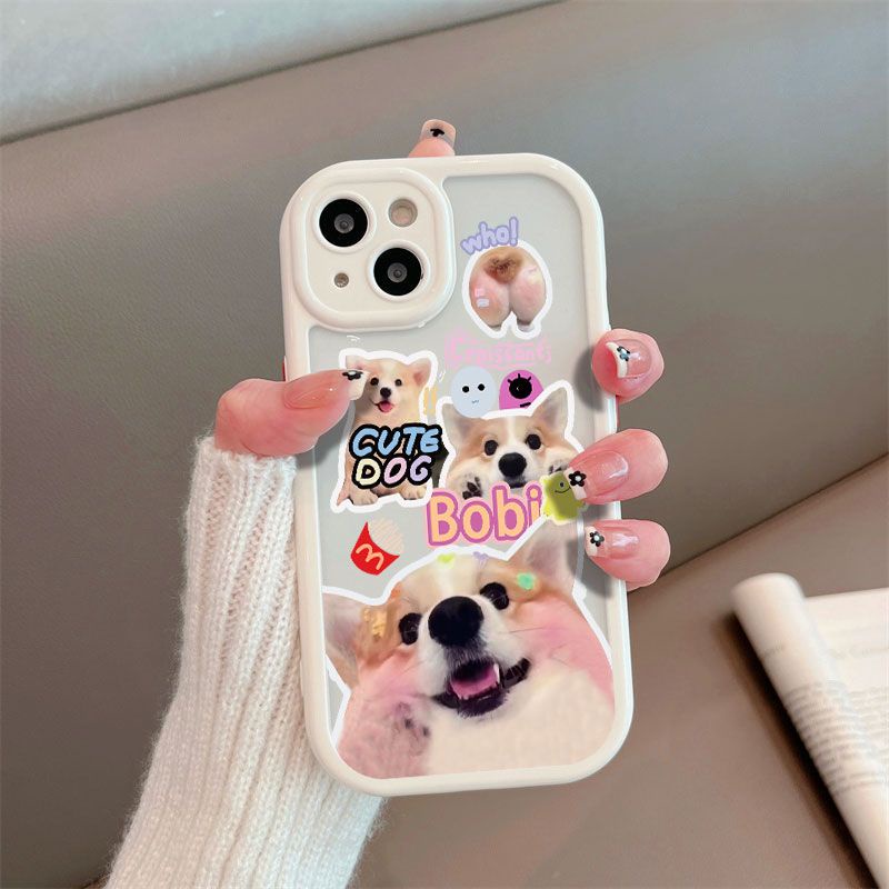 IPHONE Bobi Casing Ponsel Desain Pinggiran Hitam Dan Putih Anjing Lucu Kompatibel Dengan Iphone12 13 14 11 Pro Max X Xs Max Xr Cxzd