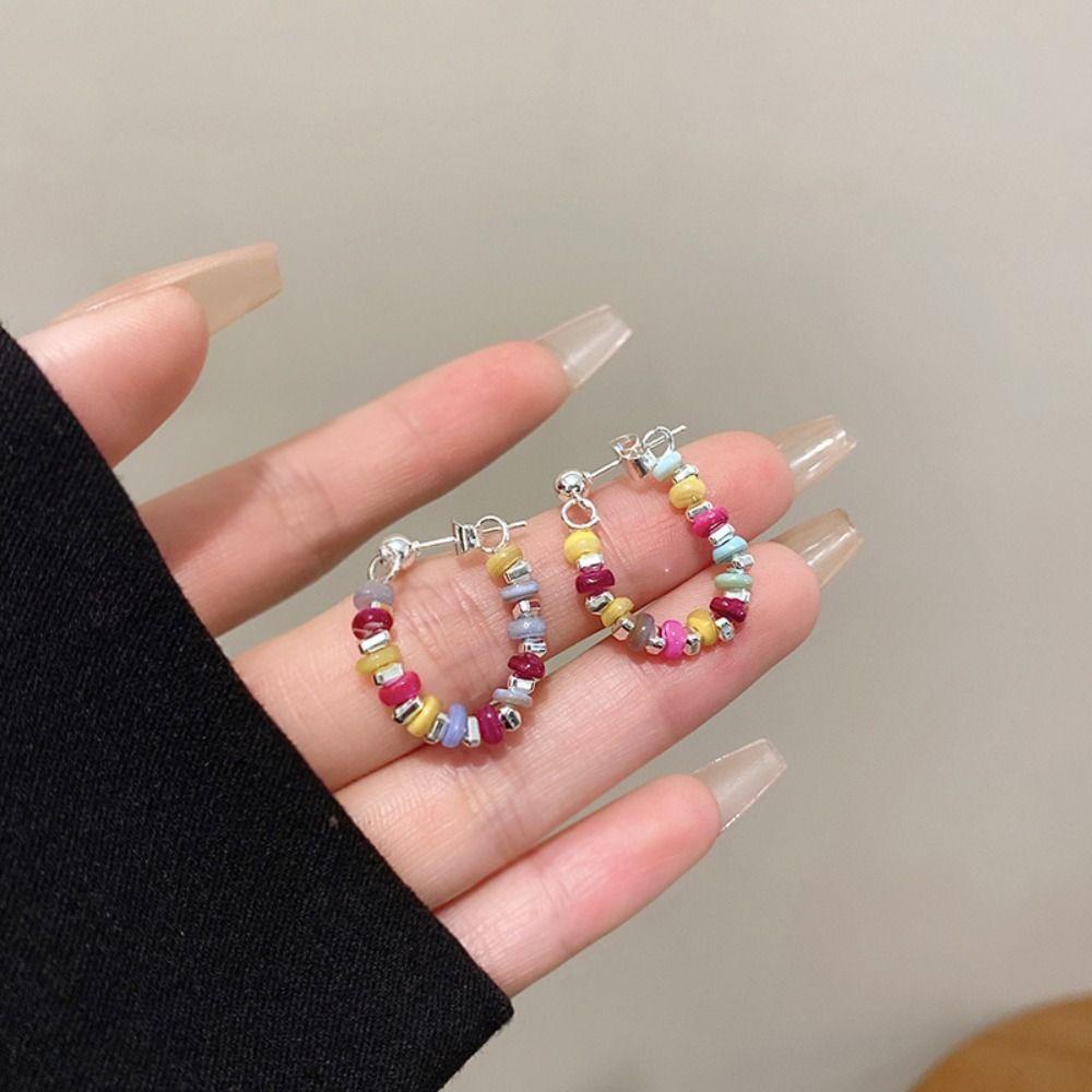 Mxbeauty Y2K Manik-Manik Anting Trendi Pesta Biru Indah Unik Harajuku Wanita Stud Earrings