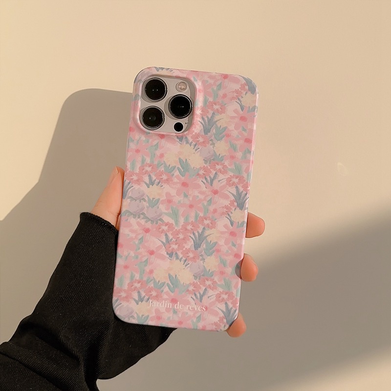 INS Flower Sea Hard Plastic Case HP iP iPhone 7 8 14 + Plus SE 2020 2022 X XR XS 11 12 13 Pro Max FTD Girl Woman Casing Apple