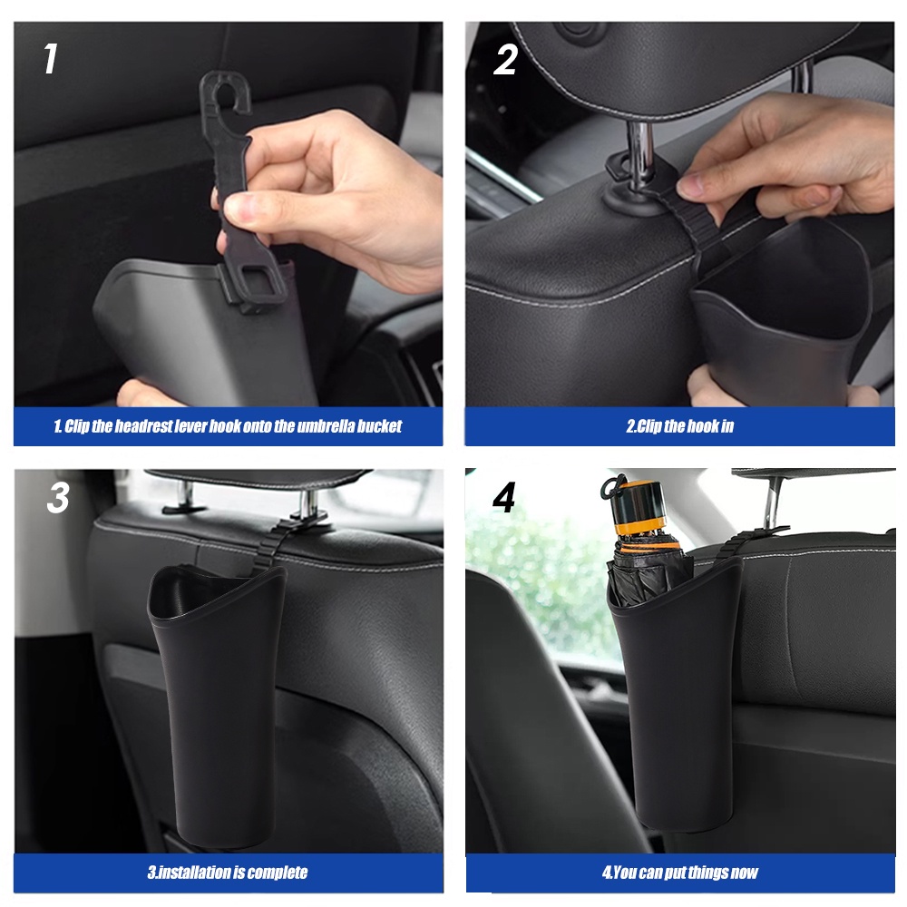 Tempat Payung Kursi Ember Penyimpanan Payung Belakang Mobil Dengan Pengaittempat Sampah Gantung Mobil Multifungsi Universal Car Waterproof Trash Can Creative Storage Organizer Tools