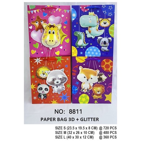 

Paper Bag Fancy Berbagai Ukuran S M L Paper Bag 3D Motif Animal