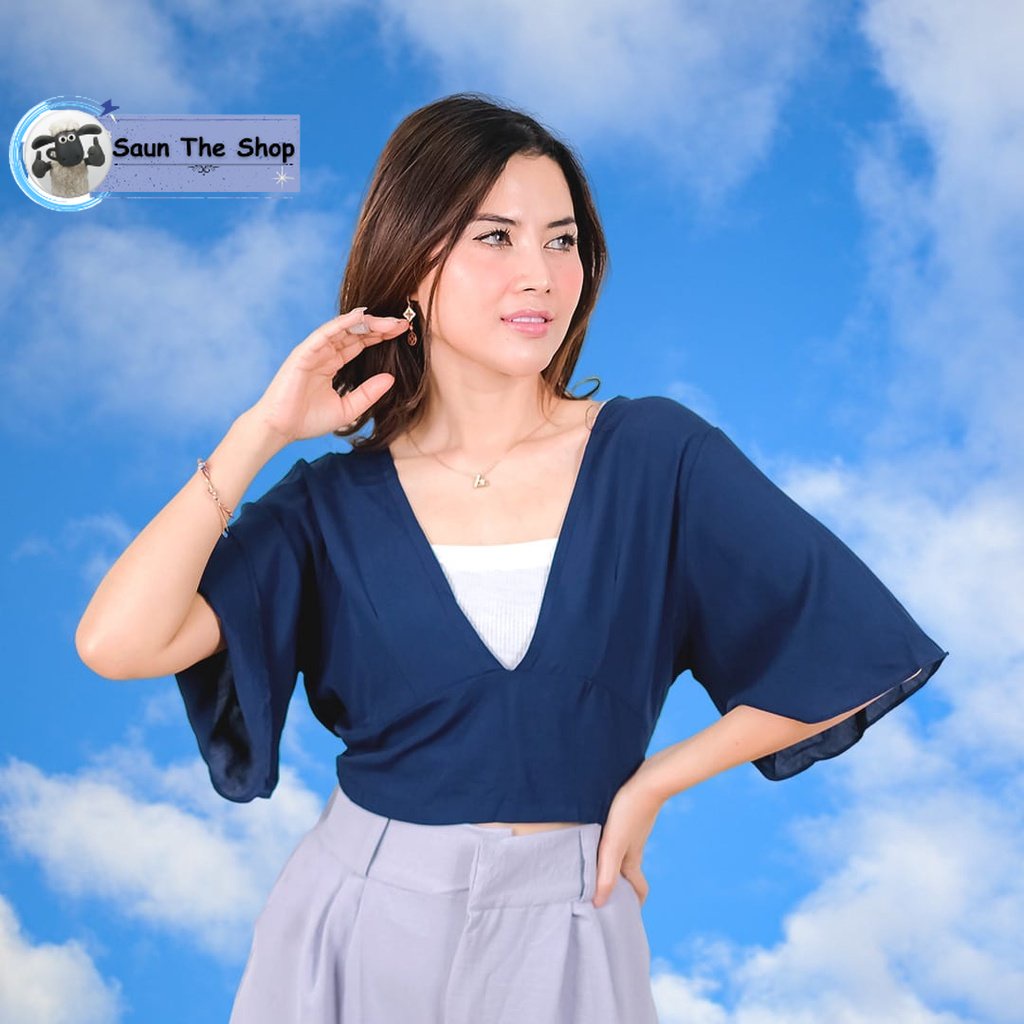 Kemeja Blouse Wanita PREMIUM RAYON DIAMOND - Pevita RAYON DIAMOND CROP Blouse*