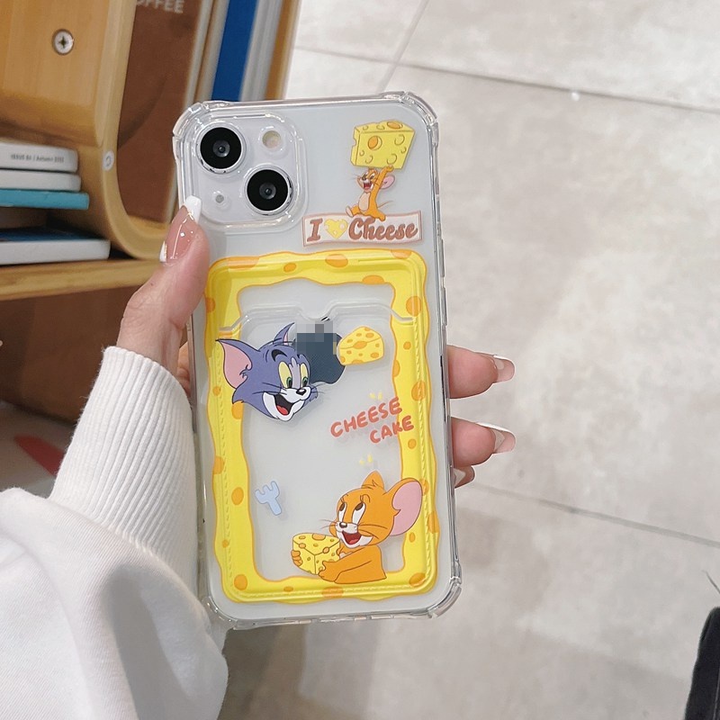 Card Case Cheese Tom &amp; Jerry Soft Case HP iP iPhone 14 13 12 11 Pro X XS XR Max 7 8 + Plus Yellow FTD Casing Apple