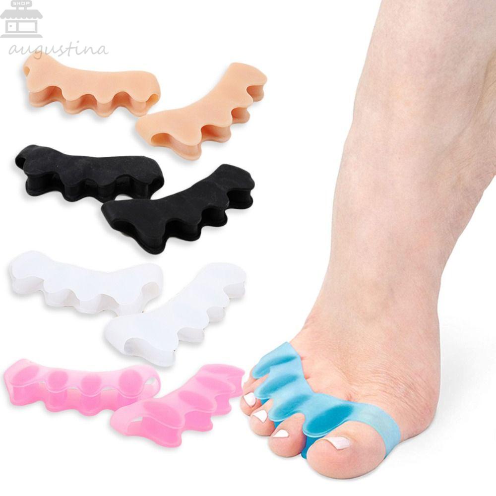 Agustina Pembatas Jari Kaki Lima Lubang Elastis 1pasang Pelindung Jari Pemisah Jari Pelurus Untuk Pedicure Bunion Corrector Spacer Toe Orthopedic Product