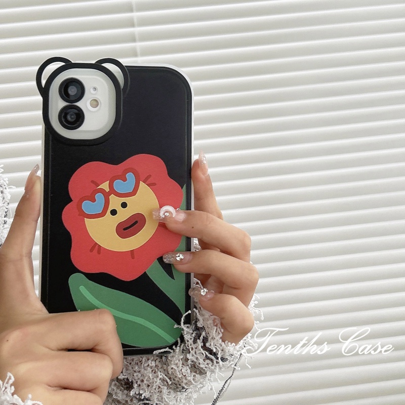 Kompatibel Untuk Iphone14 13 12 11 Pro Max X XR Xs Max8 7 6 6s Plus Se2020Layar Penuh Impish Flower Bear Ear Soft Clear Cover