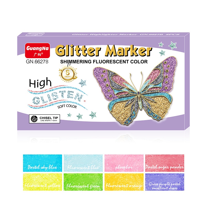 8warna Glitter Metal Pastel Stabilo Spidol Guangna Art Lukisan Penanda Untuk Scrapbook Diary Jurnal Perlengkapan Alat Tulis Siswa