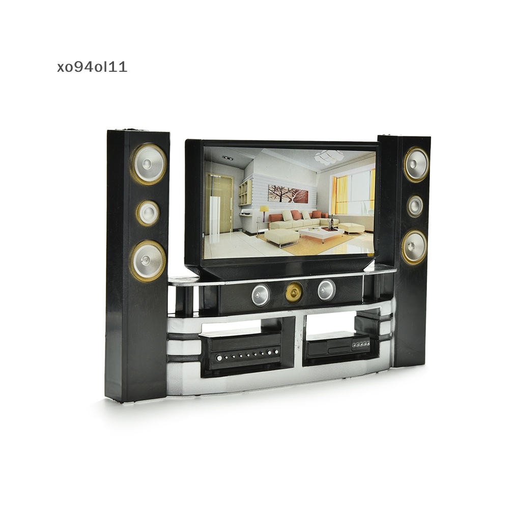 Xo 1pcs Set Lemari Home Theater TV Mini Hi-Fi 1:6 Combo Untuk Boneka Barbie OL