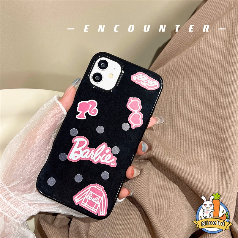 IPHONE Cute Pink Huruf Inggris Barbie Phone Case Kompatibel Untuk Iphone14 13 12 11 Pro Max X Xr Xs Max 8 7 6 6s Plus SE 2020 Pelindung Lensa Kamera Soft Liquid Silicone Case Phone Cover