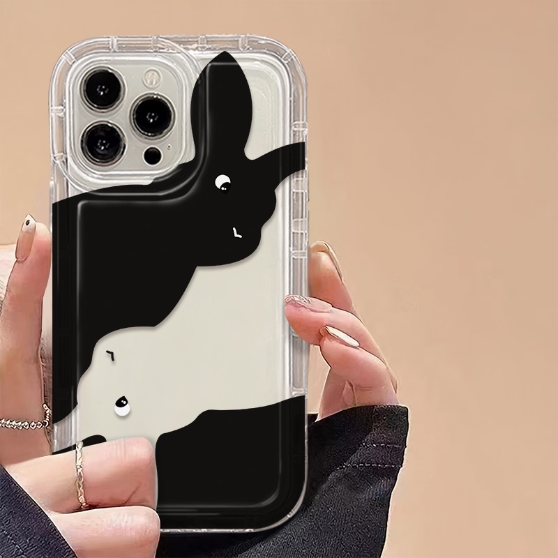 IPHONE Cute Couple Rabbit Soft Phone Case Kompatibel Untuk Iphone14 13 11 12 Pro XS Max X XR 78 Plus Casing TPU Silikon Shockproof Cover