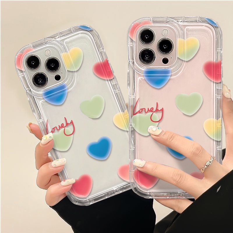 IPHONE Love Soft Phone Case Kompatibel Untuk Iphone14 13 11 12 Pro XS Max X XR 7+ 8plus Casing Transparan TPU Silikon Shockproof Cover