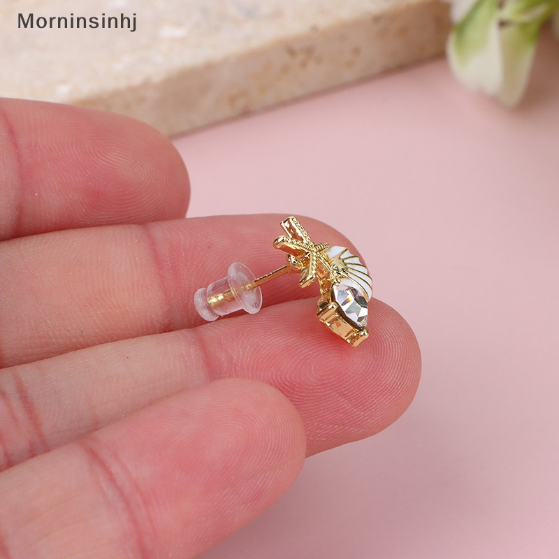 Mornin 1pasang Paduan Asimetris Sederhana Bintang Laut Ear Studs Zircon Pearl Earrings id