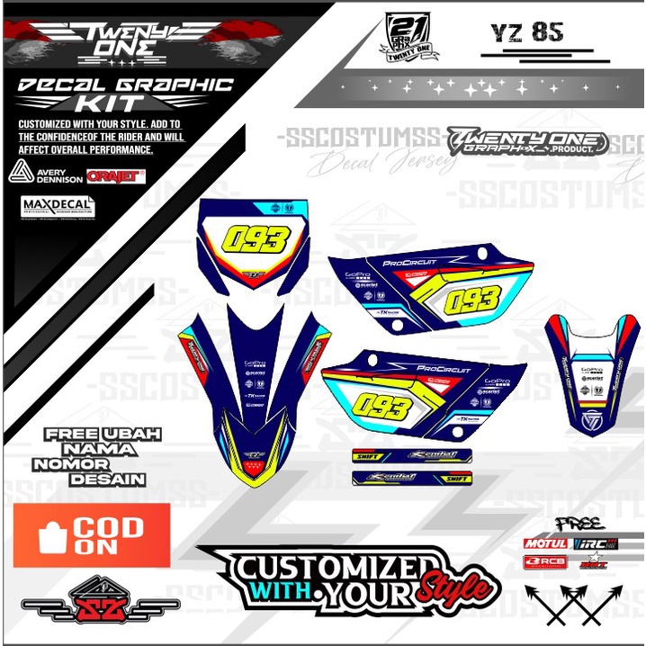 bebekstd yz85 mh 0722 decal RBT ⭐JUPITER VEGA NEW YAMAHA motor trail HONDA REVO full body dekal stic