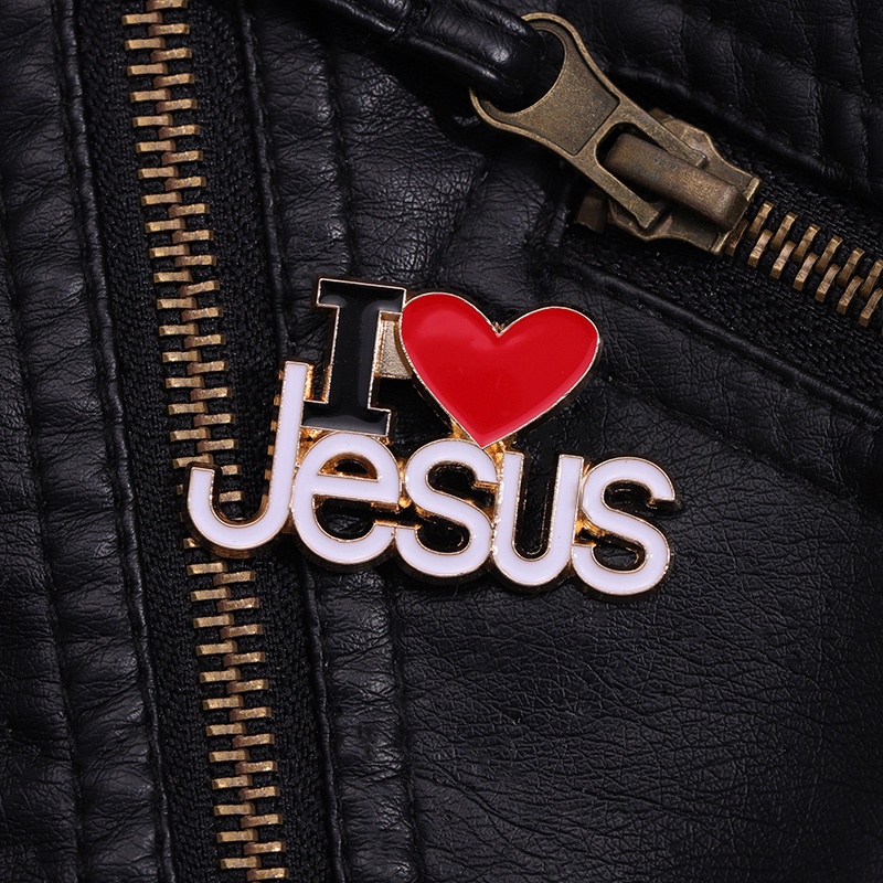 I Love Yesus Logam Enamel Bros Iman Ransel Lencana Kostum Aksesori Hadiah