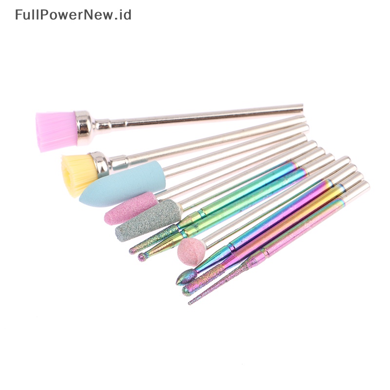 Power 10PCS Mata Bor Kuku Keramik Set Kikir Acrylic Manicure Pedicure Nail Tools ID