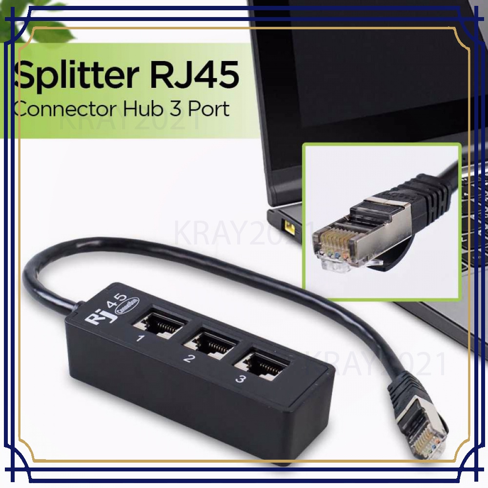 Splitter RJ45 LAN Ethernet Network Connector Hub 3 Port -HB251