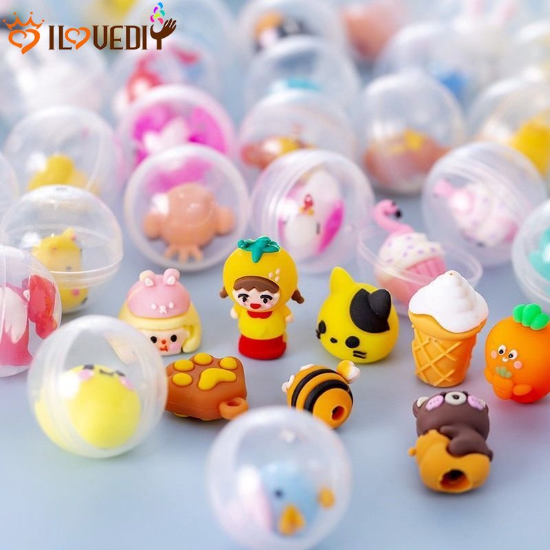 1pc Kejutan Telur Kapsul Egg Ball/Mainan Bola Transparan/Mainan Hewan Simulasi Mini/Mainan Telur Twist Boneka Bulat 32mm/anak Model Boneka/Hadiah Ulang Tahun/Koleksi