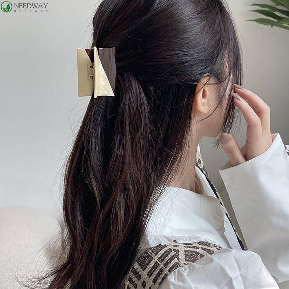 Needway Asetat Rambut Cakar Hadiah Untuk Gadis Fashion Hiasan Kepala Perempuan Manis Jepit Rambut Ukuran Besar Oval Jepit Rambut Silang Wanita Hairgrip Geometris Rambut Cakar Wanita Hiu Klip