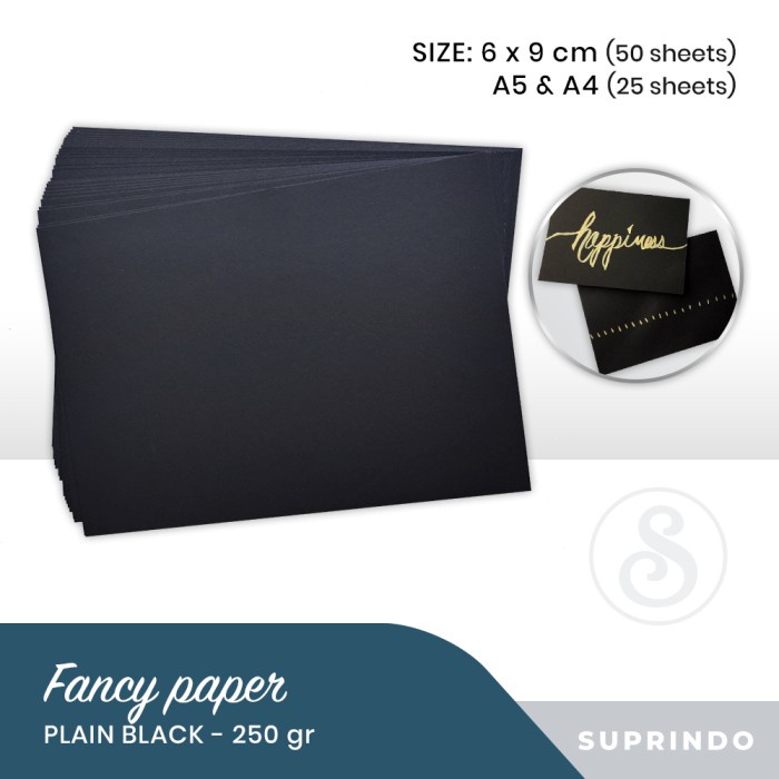 

Promo Terlaris (Per Pak) Fancy paper/Kertas Hitam Polos Tebal 250 gram - A4 - 25LBR