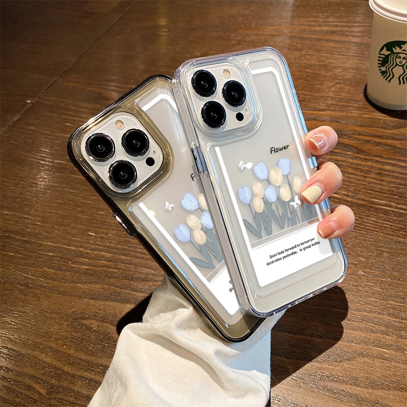 Case Kartun Bunga Untuk IPhone Kompatibel6 7 8 6Plus 7Plus 8Plus 11 14 Pro Max X XS XR 11 12 13 14 Pro Pro Max SE 2020 2022 Plating Electroplated Buttons Shockproof Cover