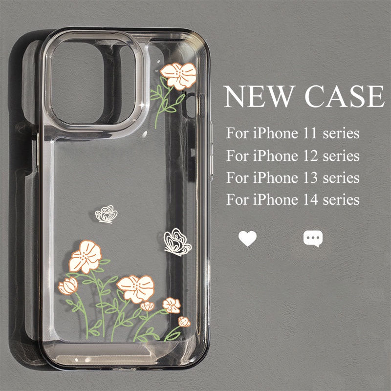 Casing Kupu-Kupu Bunga Untuk IPhone Kompatibel6 7 8 6Plus 7Plus 8Plus 11 14 Pro Max X XS XR 11 12 13 14 Pro Pro Max SE 2020 2022 Plating Electroplated Buttons Shockproof Cover