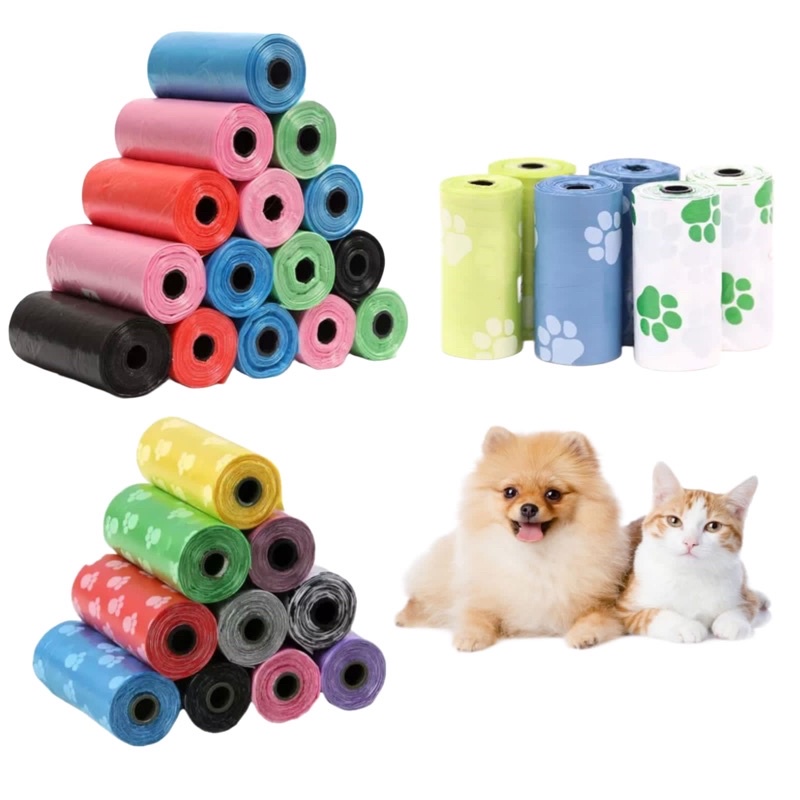 Poop bag Kantong plastik sampah Refil pet kucing anjing tempat kotoran organik hewan 1 roll 15pcs DIVA STORE