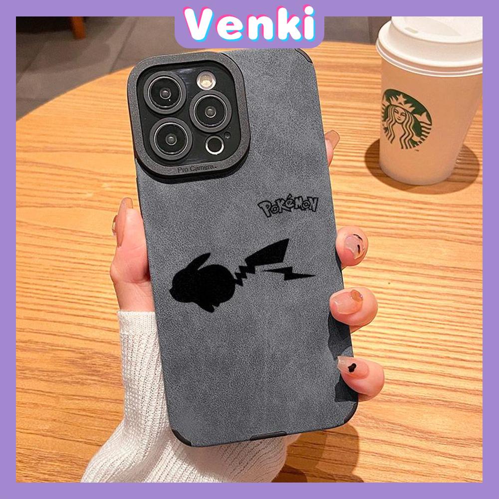 VENKI - Untuk iPhone 11 Case Kulit Anak Sekolah Suede Case Lembut Tahan Guncangan Ponsel Case Kamera Hitam Sederhana Elf Lucu Kompatibel dengan iPhone 14 13 Pro max 12 Pro max xr xs 7Plus 8Plus