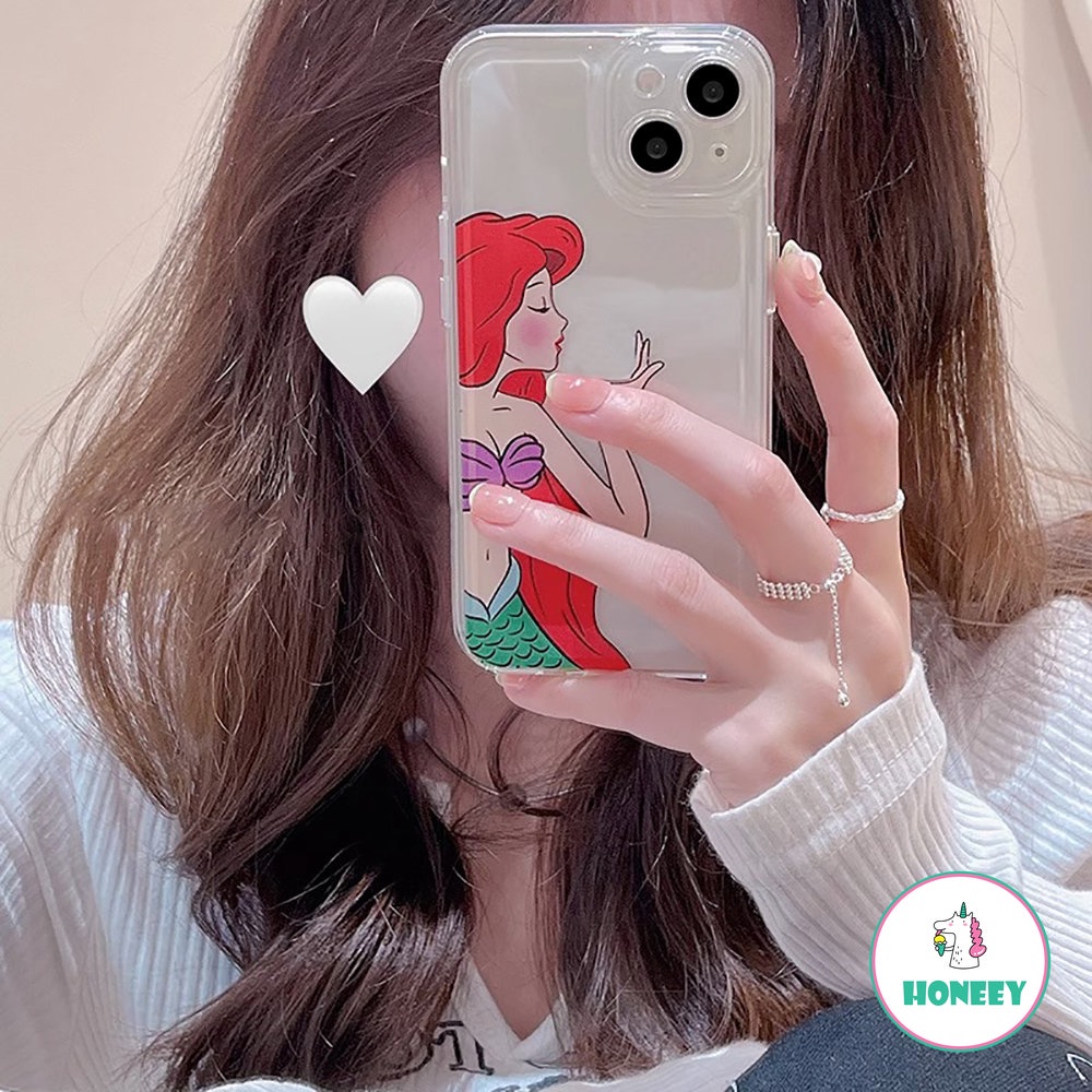 IPHONE Casing Ponsel Lucu Kartun Putri Bening Untuk Iphone11 12 13 14 Pro Max XR Xs7 8Plus Mermaid Yang Indah Lembut Anti-drop Back Cover