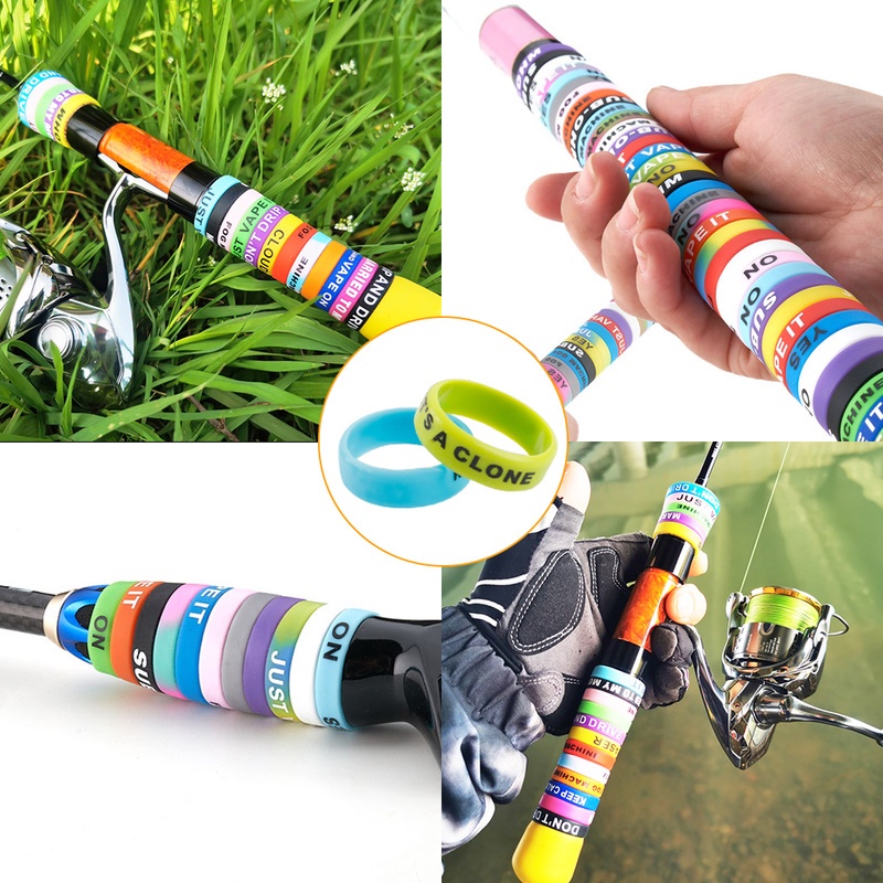 Anti Slip Berbentuk O ring handle Grip Fix ring/10PCS Fishing Rod silicone handle Band/Untuk Ketapel Pancing Pancing Fishing Tackle/anti-Selip ring Ketapel handle silicone ring/