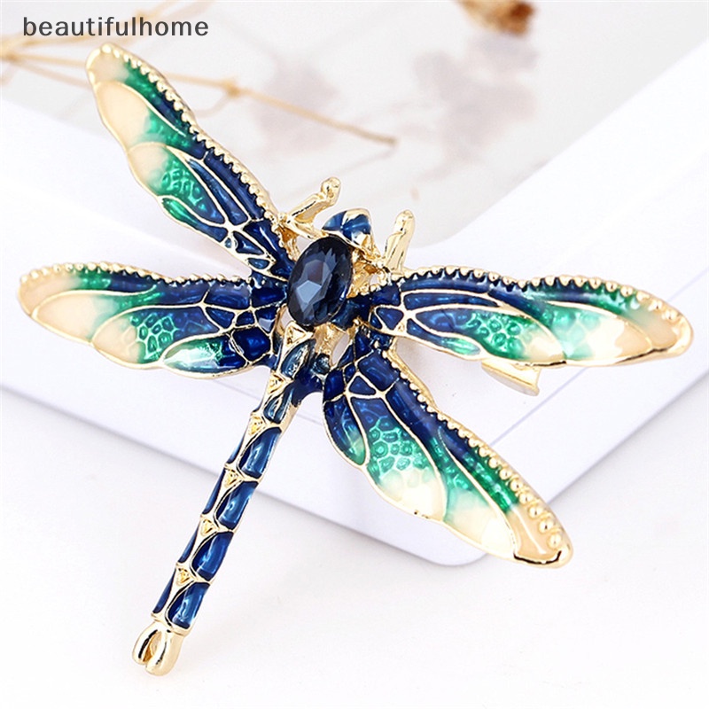 {beautifulhome} Charm Berlian Imitasi Enamel Capung Hewan Bros Pin Wanita Hadiah Perhiasan.