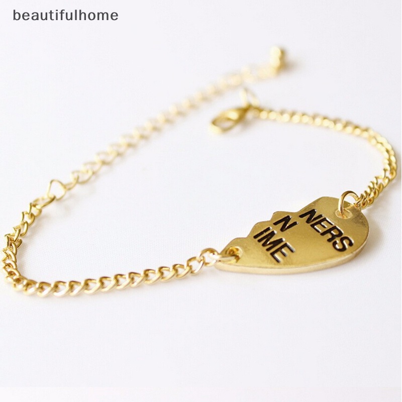 {beautifulhome} 2pcs Set Gelang Liontin Hati Split Best Friends Forever Untuk Hadiah Persahabatan.