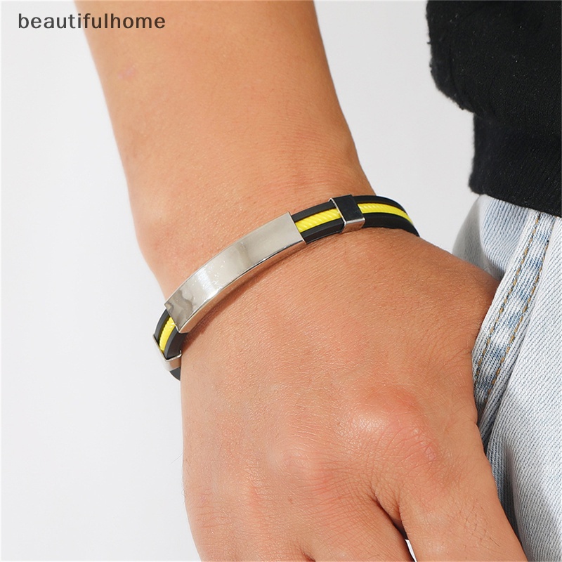 {beautifulhome} Gelang Silikon Unisex Gelang Persahabatan Untuk Wanita Pria Detox slimming Titanium Steel Bracelet.