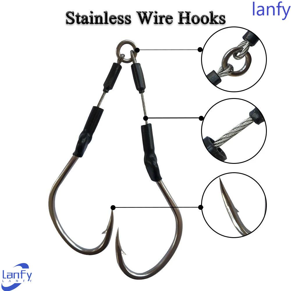 Lanfy Kail Pancing Umpan Pancing Carbon Stainless Wire Jig Lure Fishing Assist Hooks Untuk Air Asin