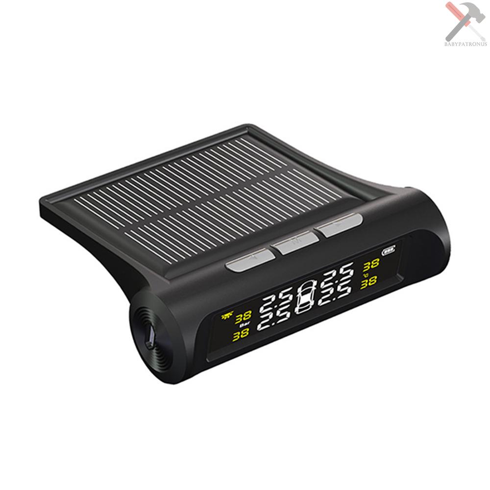 Tpms Mobil Sistem Pemantauan Tekanan Ban Solar Charging HD Digital LCD Display Auto Alarm System Wireless Dengan 4sensor