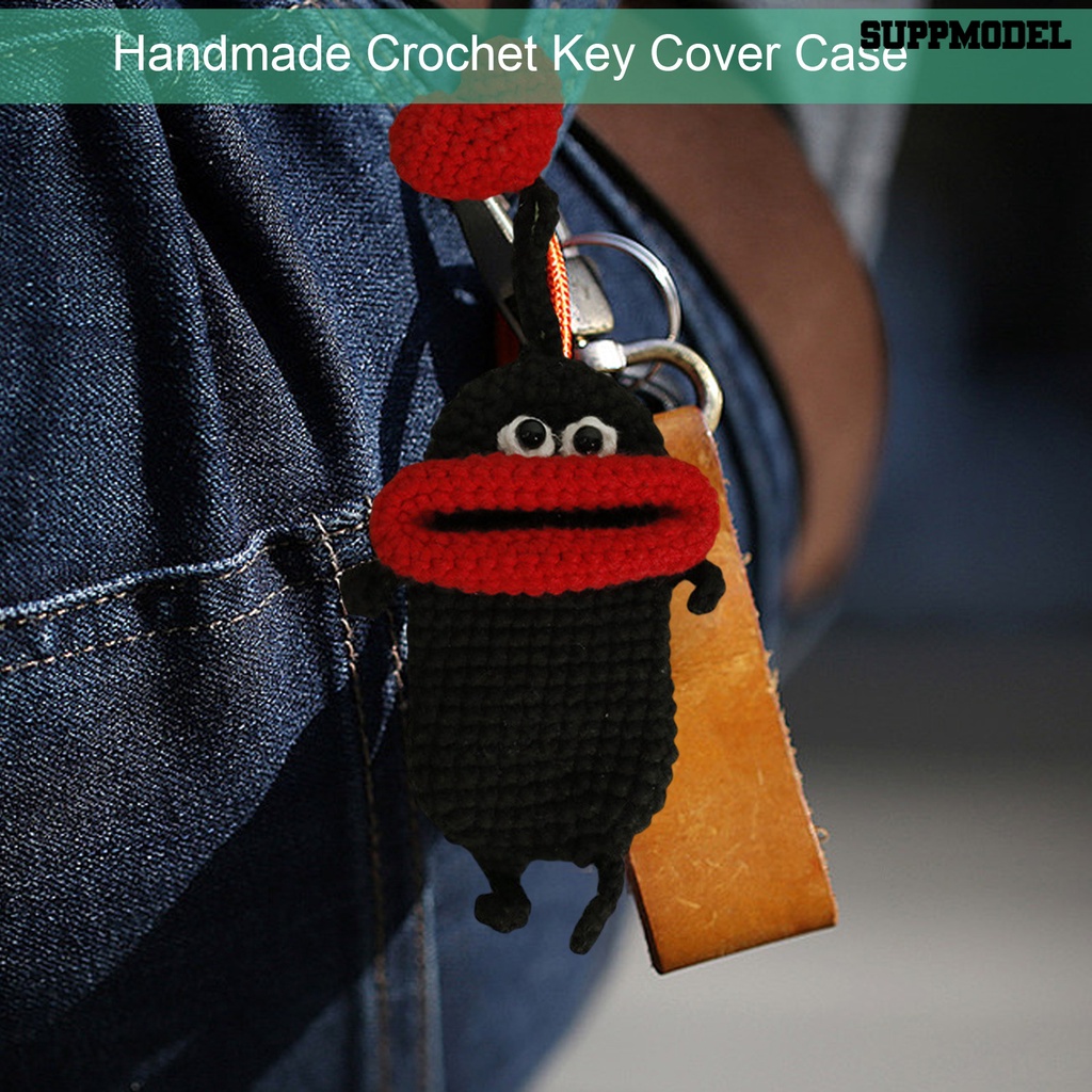 [SM] Case Kunci Kartun Sosis Mulut Rajut Tenun Tangan Anti Maling Handmade Crochet Key Fob Pelindung Kandang Perlengkapan Rumah