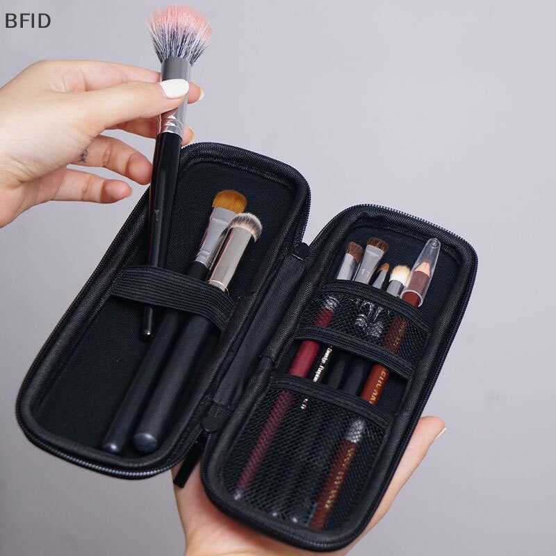 [BFID] Brush Case Makeup Wanita Pure Black Kecil Tas Kosmetik Kotak Penyimpanan Alat Kecantikan [ID]