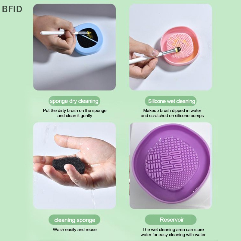 [BFID] Silicone Eyeshadow Sponge Cleaner Makeup Brush Penghilang Warna Dry Clean Mat Box [ID]