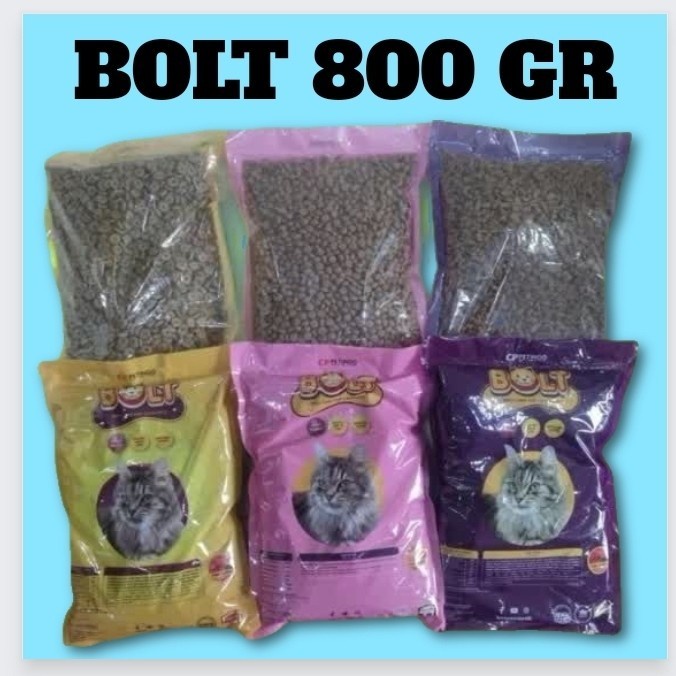 BOLT 800g TERMURAH SE MEDAN MAKANAN KUCING BOLT CAT FOOD TERLARIS MURAH BOLT REPACK 800 GRAM donut tuna ungu ikan pink kuning salmon