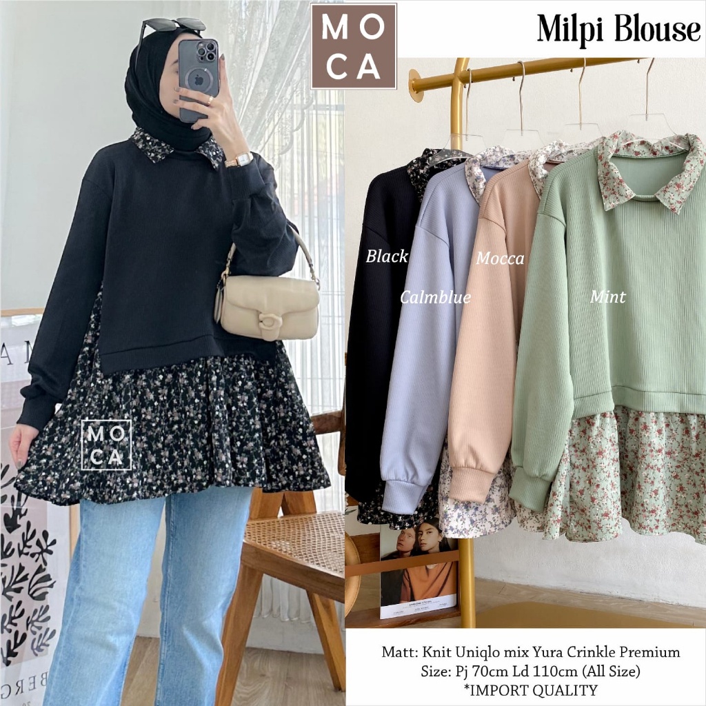 MILPI BLOUSE | ATASAN WANITA MOTIF CANTIK ORI MOCA