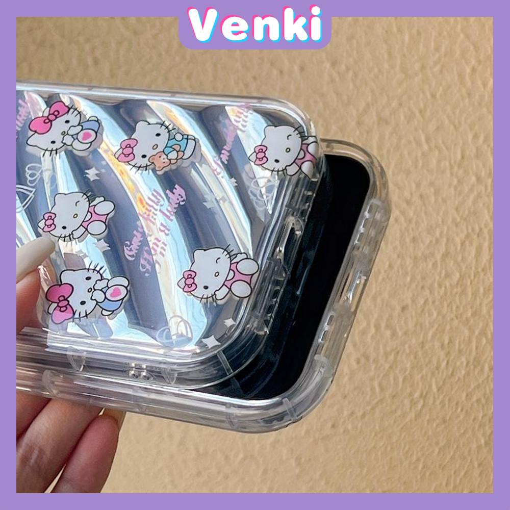 VENKI - Untuk iPhone 11 iPhone Case Laser Reflektif Bening Phone Case TPU Soft Shockproof Airbag Case Sederhana Lucu Kartun Kucing kompatibel dengan iPhone 14 13 Pro max 12 Pro Max XR XS 7