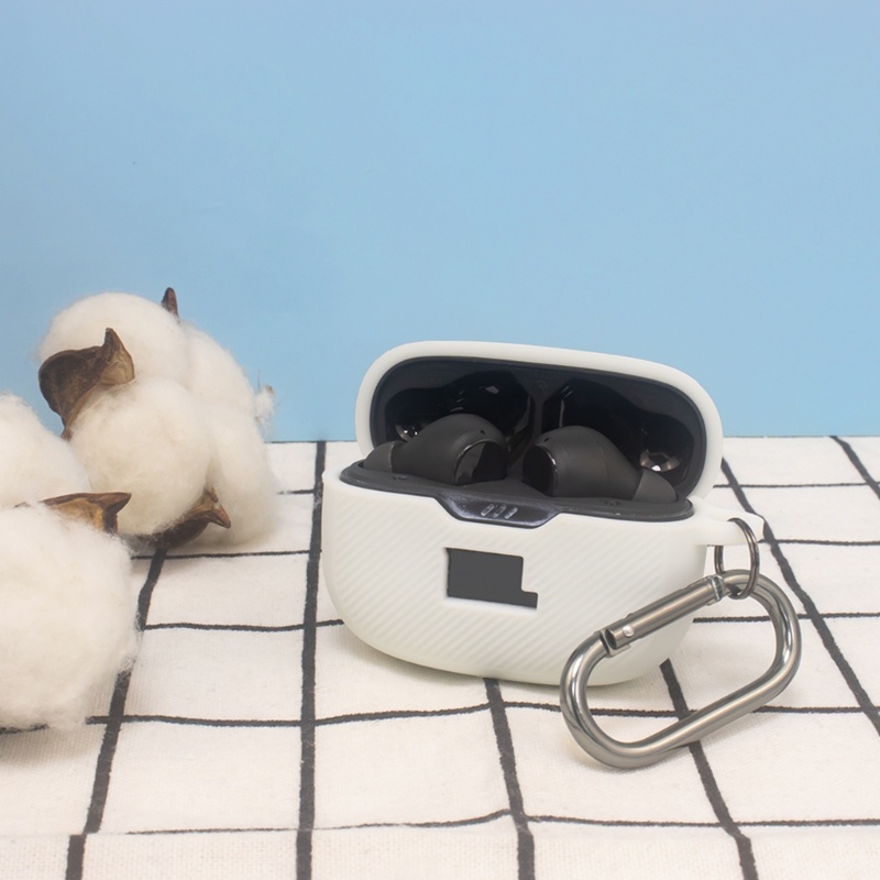 Bt Soft Silicone Cover Pelindung Shell Earphone Case Anti Jatuh Untuk Earbud Balok Dengan Karabiner