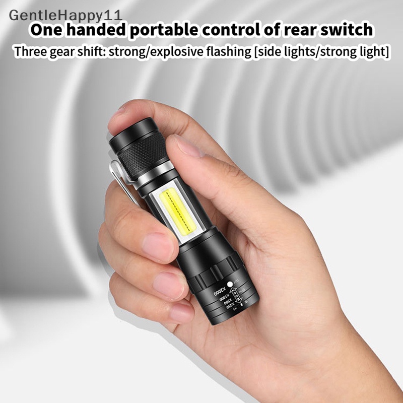 Gentlehappy Mini Torch LED Rechargeable Senter Portable USB Charging Flashlight Camping Tinggi Tahan Air Jarak Jauh Lentera id