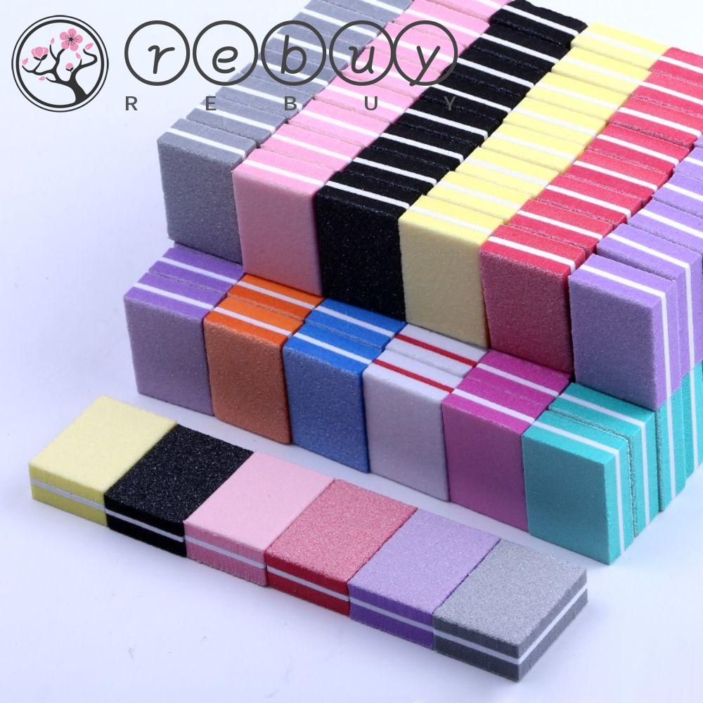 Rebuy Nail File Blok Mini Colorful Dua Sisi Sanding Polishing Manicuring Tools