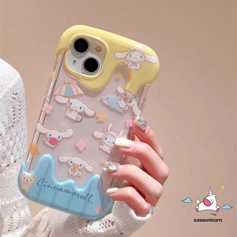 Cute Bear Rabbit Chick Kartun Ponsel Case Kompatibel Untuk IPhone XR X 7Plus 14 11 13 12 Pro Max7 8 Plus XS Max SE 2020lembut Musim Panas Indah Laurel Anjing Permen 3D Warna Ice Cream Cover