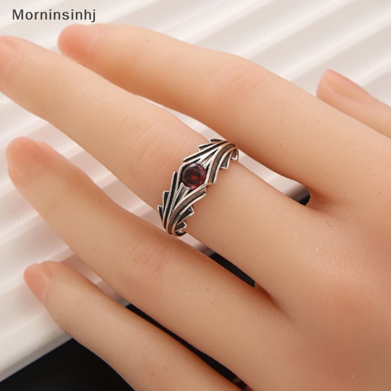 Mornin Real925 Sterling Silver Cincin Batu Merah Untuk Fashion Wanita Pesta Lucu Perhiasan Halus Aksesoris Minimalis Hadiah id