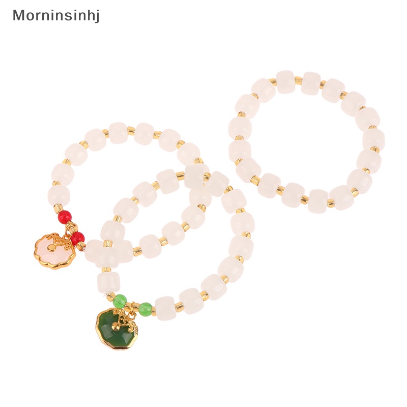 Mornin Trendi 2023New Model Gelang Manik-Manik Giok Imitasi Untuk Wanita Aksesoris Pesta Daily Fashion Matching Hadiah Ulang Tahun id