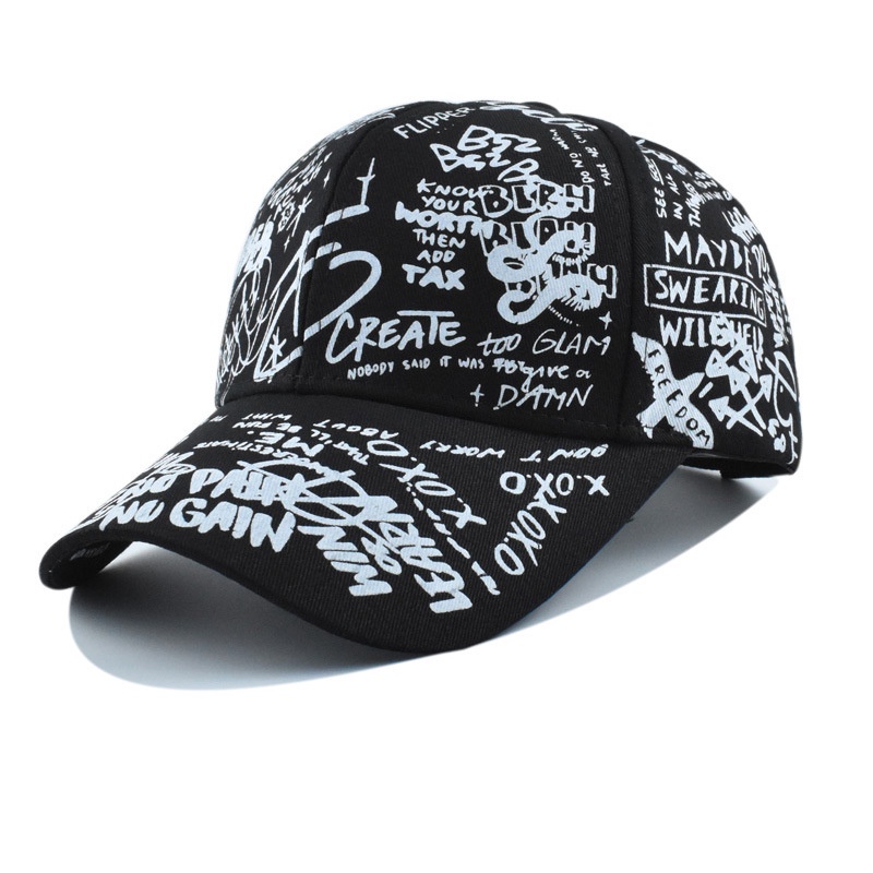 Topi Baseball Lidah Bebek Tabir Surya Perjalanan Motif Graffiti