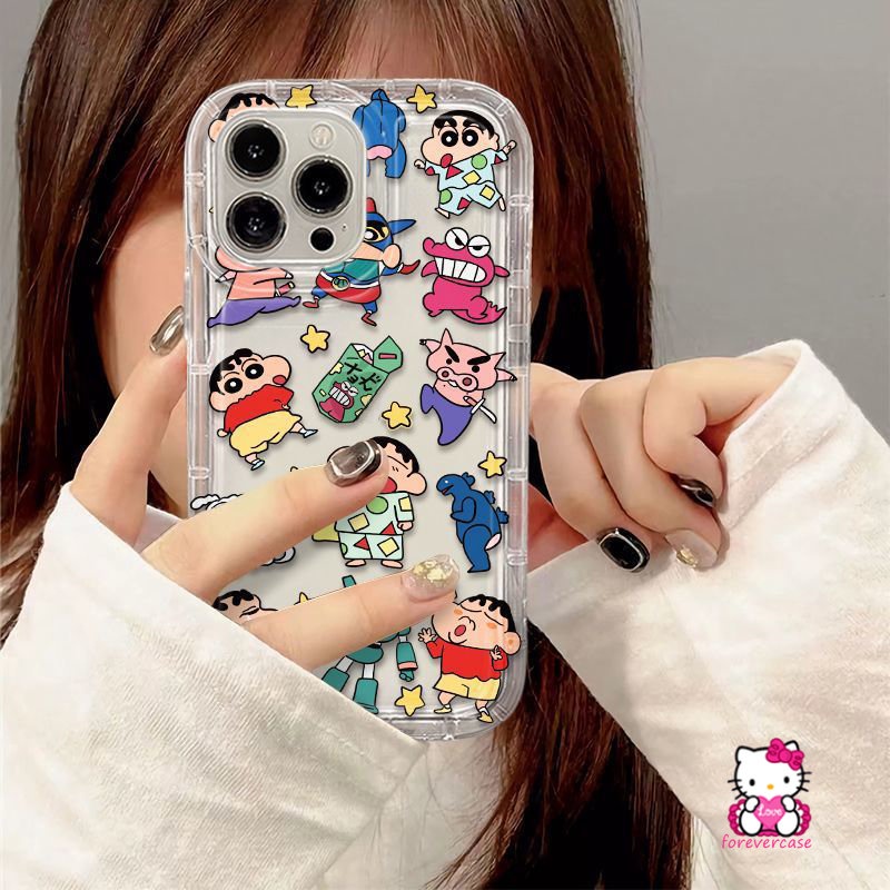 Untuk Samsung A22 A04s A20s A13 A23 A54 A12 A52 A03 A11 A34 A14 A20 A51 A30s A10s A31 A30 A52s A50 A02s A71 A21s A04 A32 A53 A03s A04E Ins Graffiti Lucu Crayon Shin-chan Airbag Case
