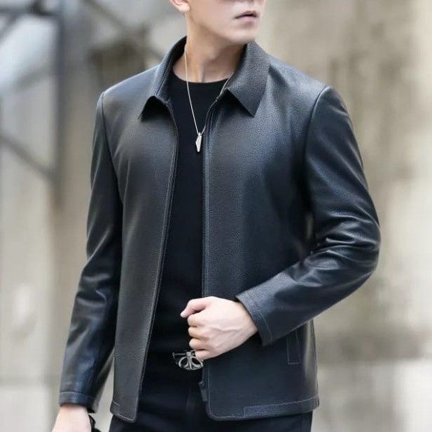 jaket kulit asli pria terlaris/ jaket kulit asli pria modern semi jas-jaket kulit asli domba Garut j