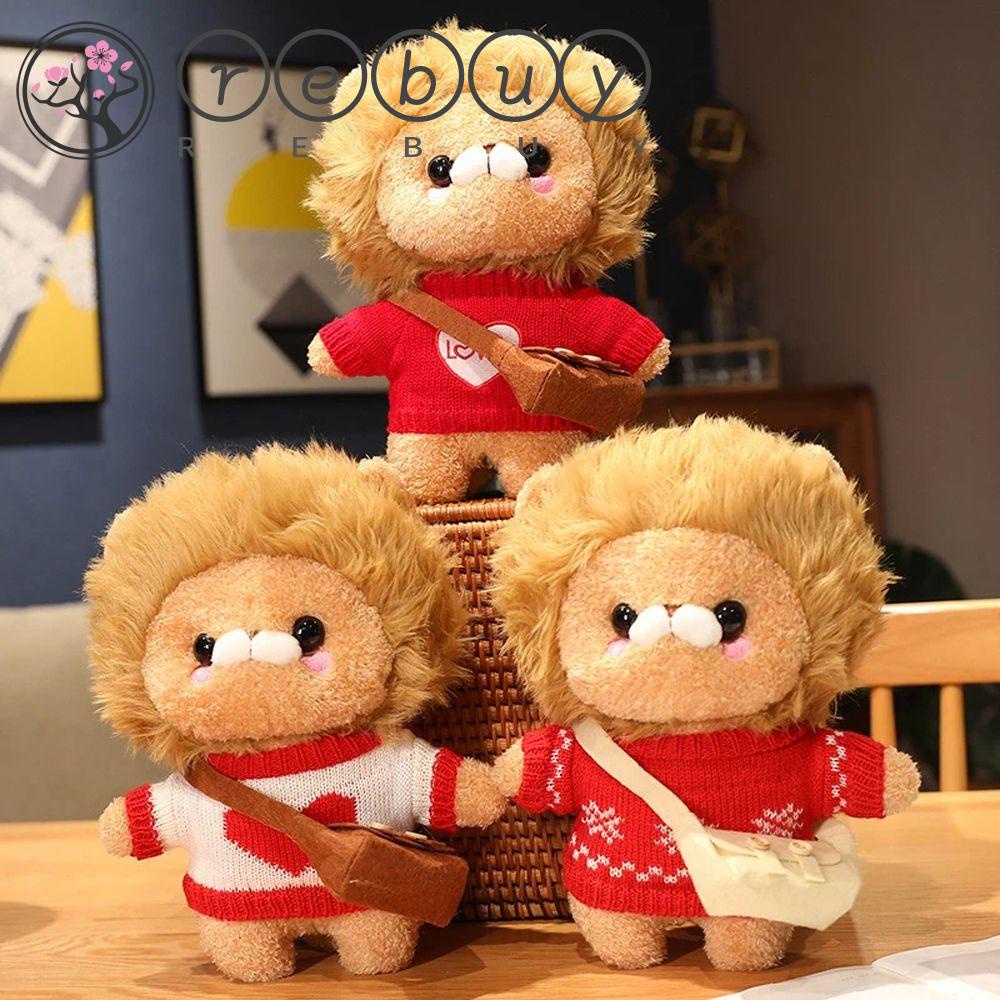 REBUY Rebuy Dressing Lion Plush Toy Cute Lovely Plushie Dolls Crossbody Sweater Lion Soft Toy Lion Boneka Mainan